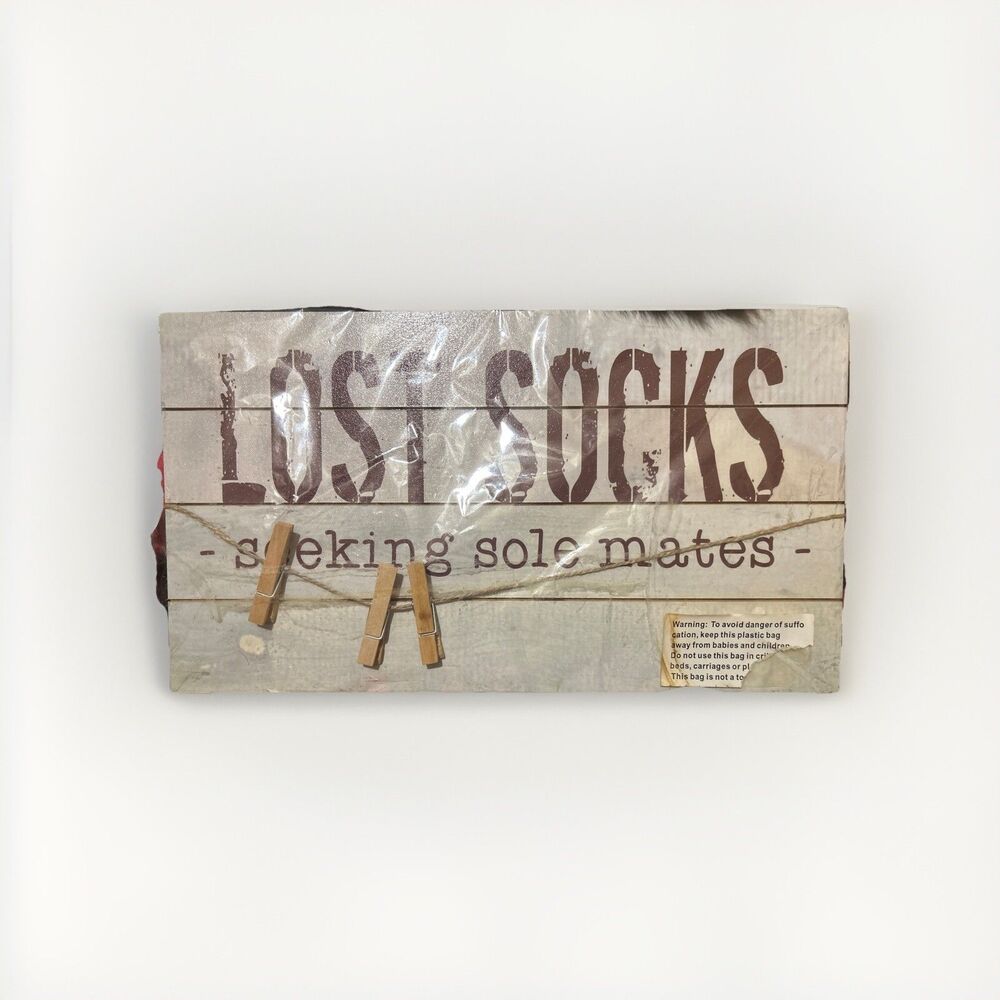 Lost Socks Laundry Room Wood Sign Seek Soul Mates" Farmhouse Whitewashed